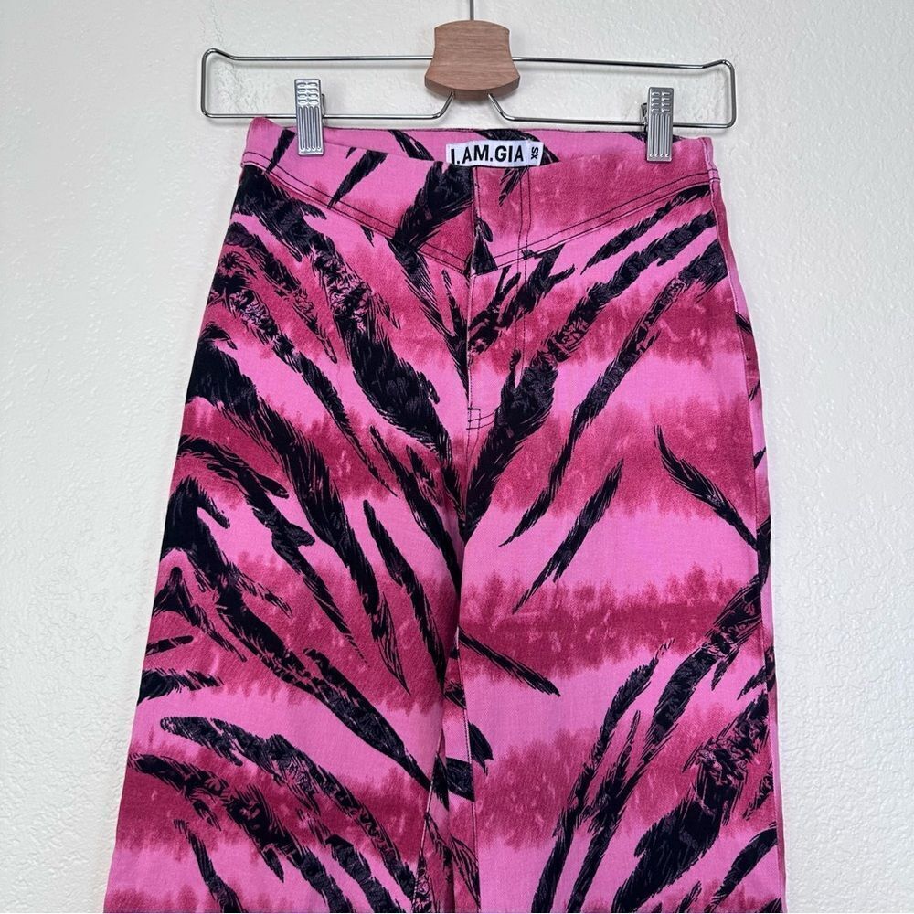 I.AM.GIA Melrose Pant-Tiger Tie-dye Straight Leg Pant Size XS In Pink and Black - Picture 3 of 9
